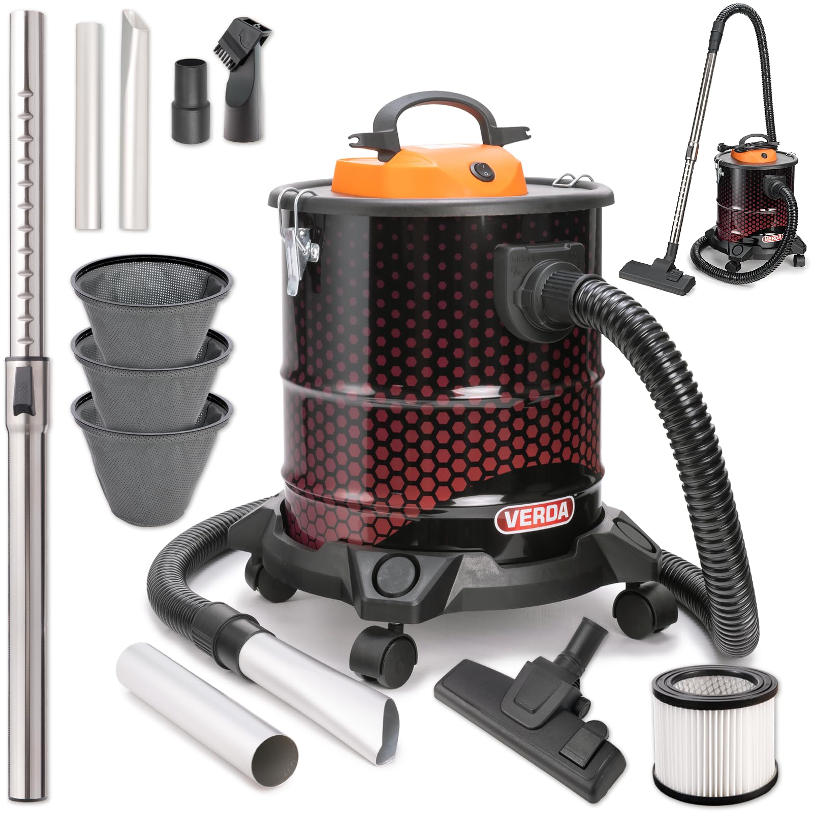 Sellnet Aschesauger SN184 20L mit HEPA-Filter & 1650W – Kaminsauger für Kamin & Grill