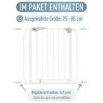IB STYLE Berrin Treppenschutzgitter 75–85 cm – Klemmgitter ohne Bohren, Auto-Close & Safety-Button – Bild 8