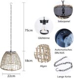 pearlstar Solar-Hängeleuchte mit LED-Filament – Wetterfeste Gartenlaterne für Aussen – Bild 2