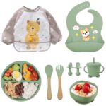 Oskuglin 9-teiliges Silikon Babygeschirrset BPA-frei – Rutschfest mit Saugnapf ab 6 Monaten