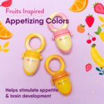 NatureBond Fruchtsauger Baby 2er Set mit 6 Silikonaufsätzen – Beissring & Obstschnuller ab 3 Monate – Bild 7