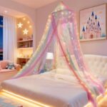 Eimilaly Prinzessin Regenbogen Betthimmel mit 250er Lichtervorhang – Kinderzimmer Dekoration