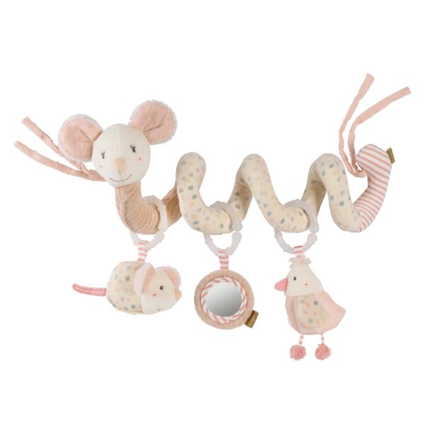 Fehn Activity-Spirale Maus – Motorikspielzeug mit Rassel & Spiegel für Babys ab Geburt
