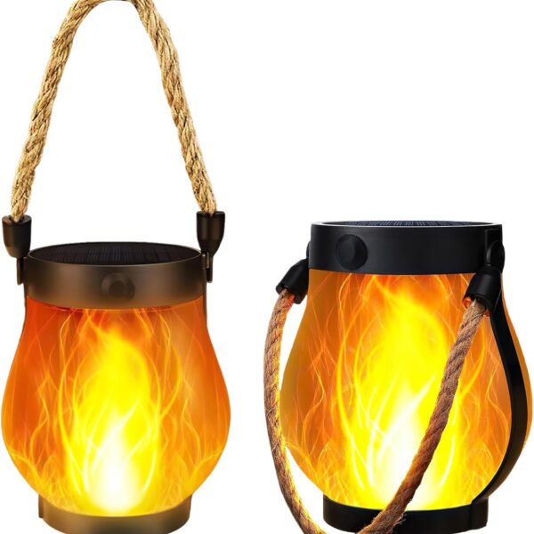 SONNENKERZE® Solar Laterne 2er Set – Flammeneffekt LED Solarlampe für Garten & Balkon