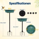 VIVOHOME 35 cm Vogeltränke mit Solarbrunnen – Grün, wetterfest & vogelfreundlich – Bild 3