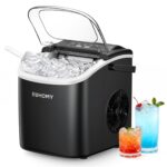 EUHOMY Eiswürfelmaschine 12kg/24h – Tragbar mit Selbstreinigung & 6-Minuten-Zyklus