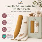 Bavella 2er Set Musselin Tücher 120x120cm – ÖKO-TEX zertifizierte Baumwolle für Babys – Bild 2