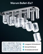 EUHOMY Eiswürfelmaschine Kompakt – 9 Eiswürfel in 6 Minuten, 12 kg/24h mit Tragegriff – Bild 4