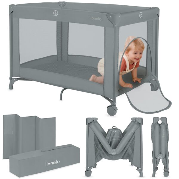 Lionelo Amelie Reisebett mit Matratze – Faltbares Babybett ab Geburt bis 15 kg