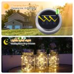 KBIBCK 6er Set Solar Mason Jar Deckel mit 30 LED – Warmweiss Gartenleuchten für aussen – Bild 3