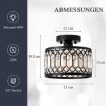 Vikaey Kristall Deckenlampe Schwarz Ø23cm – Moderner Kronleuchter mit E27 Fassung – Bild 6