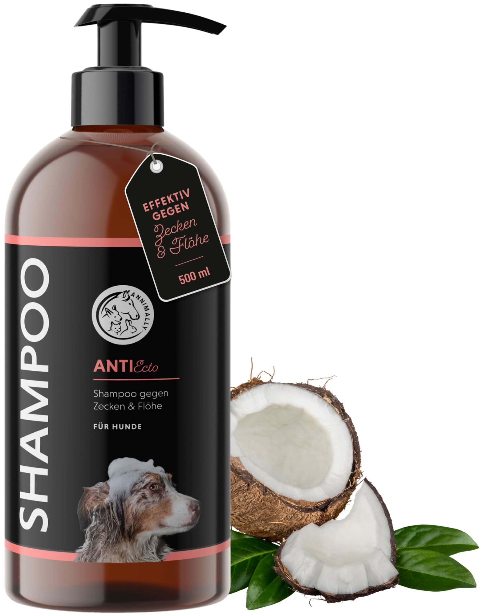 Annimally AntiEcto Hundeshampoo 500 ml – Zecken- & Flohschutz mit Neemöl für alle Hunderassen