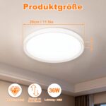 XMTECH LED-Deckenleuchte 36W Ø28,5cm – IP44 Badezimmerlampe für Küche & Bad – Bild 2