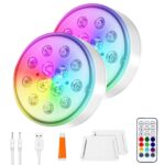vsshe Poolbeleuchtung LED Unterwasser 2er Set – IP68 wasserdicht mit Fernbedienung & 16 Farben