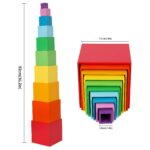 TOWO Holz-Stapelwürfel Regenbogen – Montessori Lernspielzeug für Kleinkinder ab 2 Jahren – Bild 3