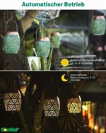 2er Set LED Solar Laterne Aussen – Orientalische Vintage Gartendeko mit IP65 Wasserschutz – Bild 4