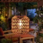 pearlstar Solar-Hängeleuchte Boho Rattan – Wetterfeste Gartenlampe mit Metallkette – Bild 2