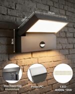 EBION LED Aussenwandleuchte mit Bewegungsmelder & 90° Schwenkbar – IP65 Aluminium – Bild 2