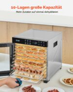 VEVOR Dörrautomat 10 Edelstahlschalen 1000 W – Professioneller Lebensmitteltrockner – Bild 5