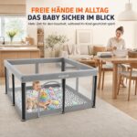 Faltbarer Baby Laufstall 127x127 cm mit Matte – Sicherer Playpen für drinnen & draußen – Bild 6