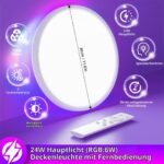 Taipow LED-Deckenleuchte 24W RGB Farbwechsel – Dimmbar mit Fernbedienung Ø30cm – Bild 5