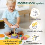 Merle Toys® Holz-Stapelturm mit 8 Ringen – Montessori Spielzeug ab 1 Jahr – Bild 5