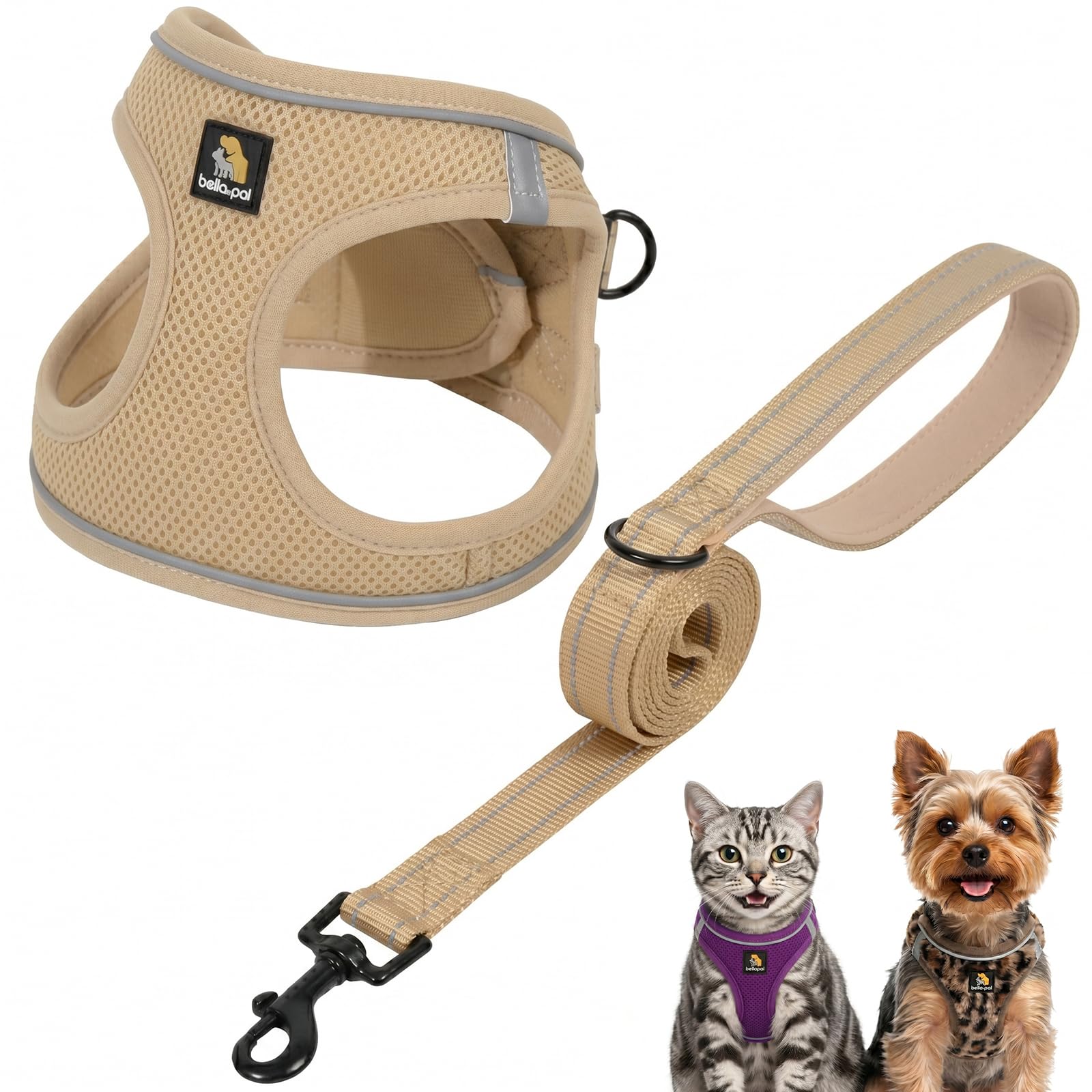 BELLA & PAL Hundegeschirr XS mit Air Mesh & Leine – Step-in Geschirr für kleine Hunde