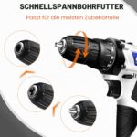 Qimu Akku-Bohrschrauber 16,8V mit 2×1,5Ah – Professionelles 26-tlg. Set für Holz, Metall & Mauerwerk – Bild 6