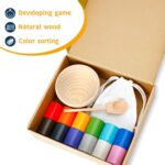 Montessori Holz Sortier- und Stapelspielzeug mit 12 Regenbogenkugeln – Feinmotorik für Kinder ab 2 Jahren – Bild 4
