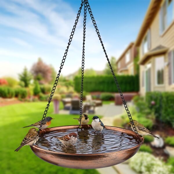 28 cm Vogeltränke Hängend Winterfest – Antike Bronze Vogelbad für Garten & Balkon