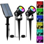 T-SUNUS Solar-Solarstrahler RGB mit 6 Farbwechsel – 2 in 1 Gartenleuchte IP65 wasserdicht