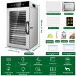 Kwasyo Gewerblicher Dörrautomat 18 Etagen 800W – Edelstahl Lebensmittel Dehydrator mit 360° Luftzirkulation – Bild 2