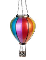 Northpoint LED Solar Laterne Heissluftballon XL – 58 cm Gartendeko mit Regenbogen-Lichtspiel
