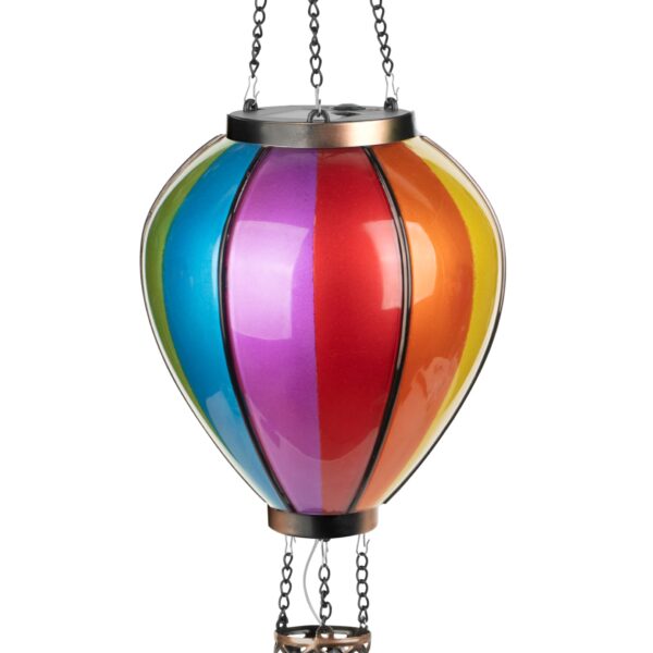 Northpoint LED Solar Laterne Heissluftballon XL – 58 cm Gartendeko mit Regenbogen-Lichtspiel