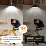 RUISUN UFO 150W LED Hallenstrahler 25500lm – Dimmbare Industrieleuchte IP65 für Werkstatt & Lager – Bild 7