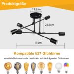 KANQIAO 6-flammige Deckenlampe Schwarz E27 – Vintage Deckenleuchte für Wohnzimmer & Esszimmer – Bild 6