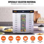 VEVOR Dörrautomat 1000 W mit 10 Edelstahl-Tabletts – 360° Heissluft für gleichmässiges Trocknen – Bild 6