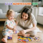 Haozozo 4-in-1 Montessori Holzspielzeug ab 1 Jahr – Motorik & Lernspielzeug für Kleinkinder – Bild 2