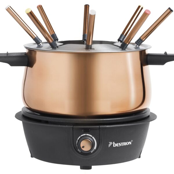 Bestron Elektrisches Fondue Set für 8 Personen mit Thermostat – Kupfer