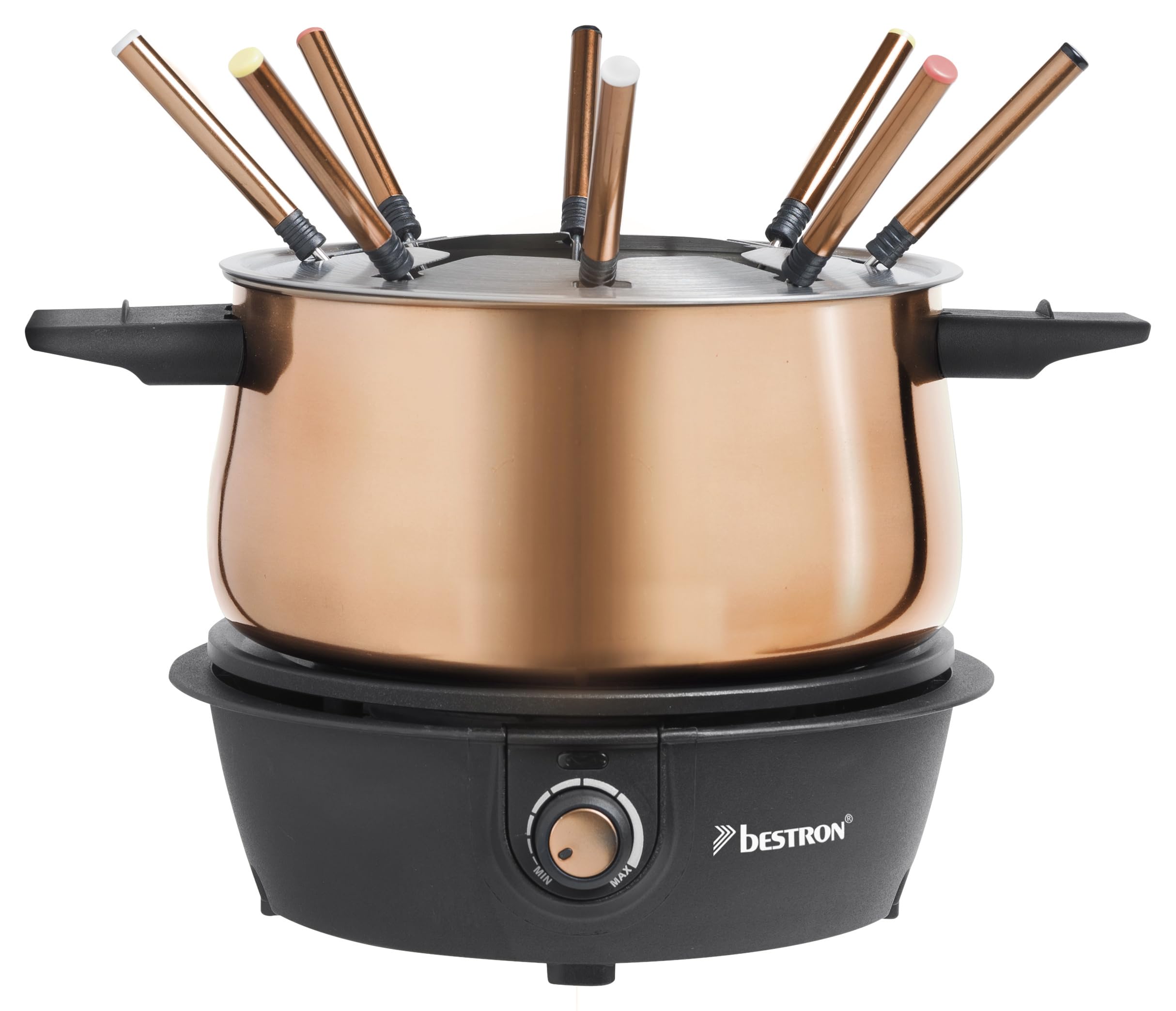 Bestron Elektrisches Fondue Set für 8 Personen mit Thermostat – Kupfer
