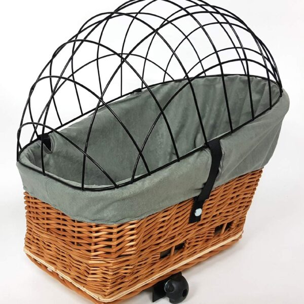 Tigana Hundefahrradkorb XL aus Weide – Sicherer Transport mit Metallgitter & Kissen