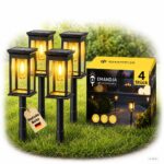 EMANDJA 4er Set Solarlampen für Garten – 8-12h Leuchtdauer, IP65 Wetterfest, Warmweiss