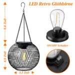 KagoLing Solarlaterne 2er Set – Retro Hängeleuchte mit LED & Solarpanel für Garten – Bild 9