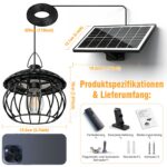ChunHee Solar-Hängelampe IP65 mit 4400 mAh – Kabellose Beleuchtung für Schuppen & Garage – Bild 8