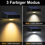 6er Set Solar Wandleuchten mit 3 Farbtemperaturen – IP65 wasserdicht für Garten & Terrasse – Bild 3