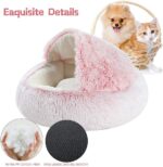Fashionapple Katzenbett Höhle – Flauschiges Plüsch-Donut mit Kapuze für Katzen & Welpen – Bild 2