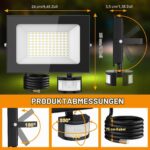 papasbox 100W LED Strahler mit Bewegungsmelder & Lichtsensor – IP66 Aussenstrahler für Garten & Garage – Bild 2