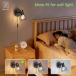 Kimjo Wandleuchte E14 mit Schalter & Stecker – Schwenkbar, 1,5m Kabel, Schwarz – Bild 3