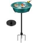 VIVOHOME 35 cm Vogeltränke mit Solarbrunnen – Grün, wetterfest & vogelfreundlich
