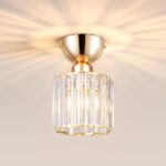 MELAYR Kristall Deckenleuchte Ø13cm Gold – Elegante E27 Deckenlampe für moderne Räume